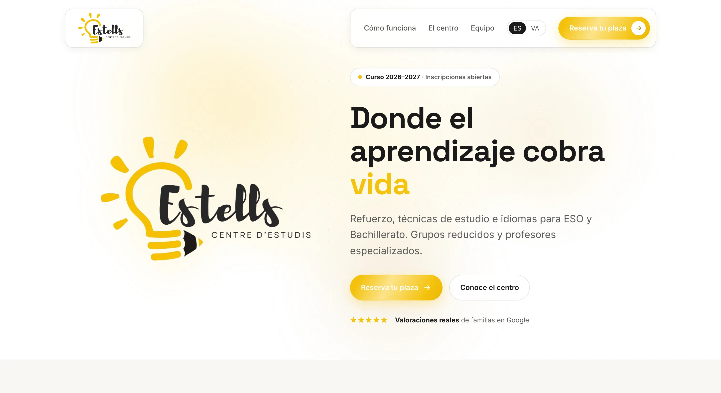 Captura de pantalla del proyecto Estells Centre d'Estudis